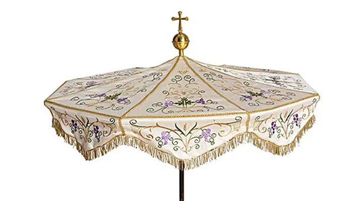 Ombrelle de procession ornée vigne et blé